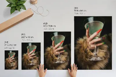 Hand with colored nails glass wall art premium design