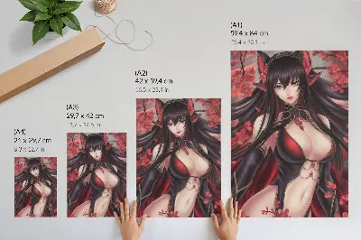 Premium wall art anime beauty elegance in dynamic red and black