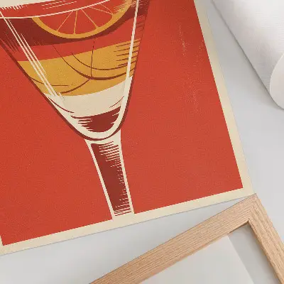 Decorative poster with retro cocktail graphic in an elegant nostalgic style