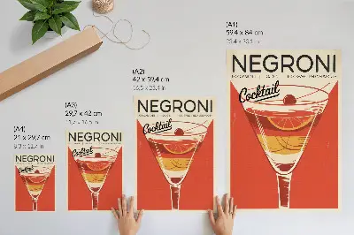Decorative poster with retro cocktail graphic in an elegant nostalgic style