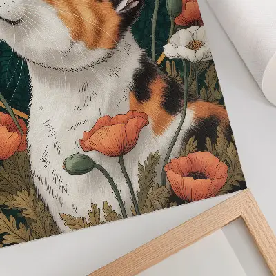 Cat among the poppies poster illustrated nature scene