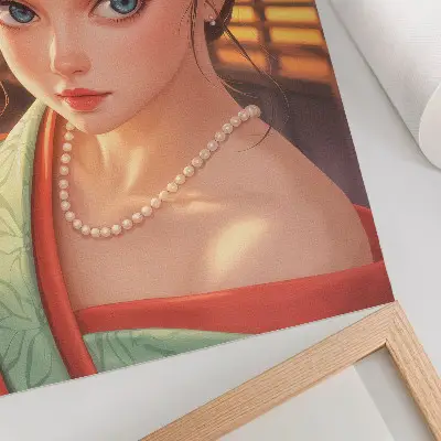 Portrait of a woman in traditional costume with pearls poster