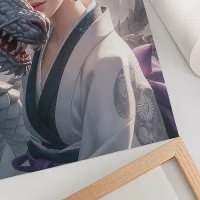 Art print silver hair dragon with delicate details