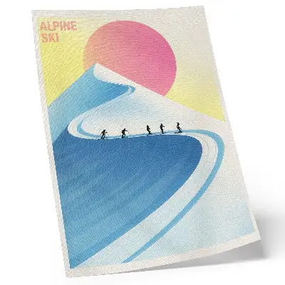 Minimalist skiers and sky poster minimalist art print