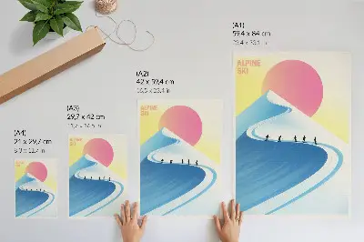 Minimalist skiers and sky poster minimalist art print