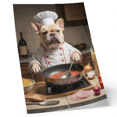 Poster Bulldog in the kitchen funny surreal style