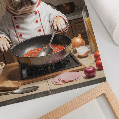 Poster Bulldog in the kitchen funny surreal style