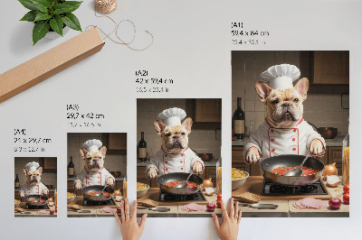 Poster Bulldog in the kitchen funny surreal style
