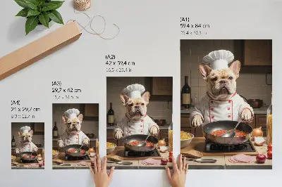 Bulldog in the kitchen poster funny surreal style