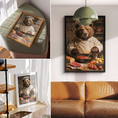 Art print Bear cook warm soul scene surrealism warmth