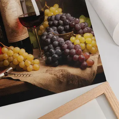 Premium wall art elegant bottle of wine with grapes and roses