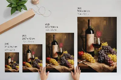 Premium wall art elegant bottle of wine with grapes and roses