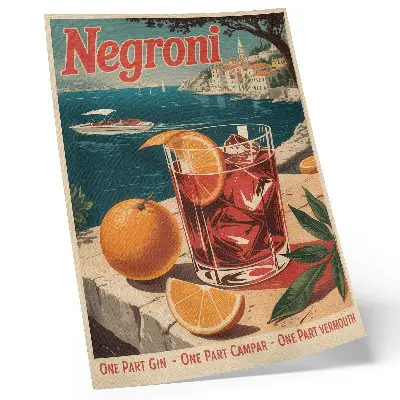Poster with an intense holiday atmosphere featuring an orange sea