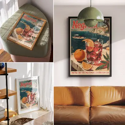 Poster with an intense holiday atmosphere featuring an orange sea