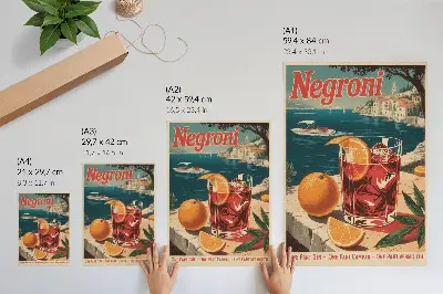 Poster with an intense holiday atmosphere featuring an orange sea