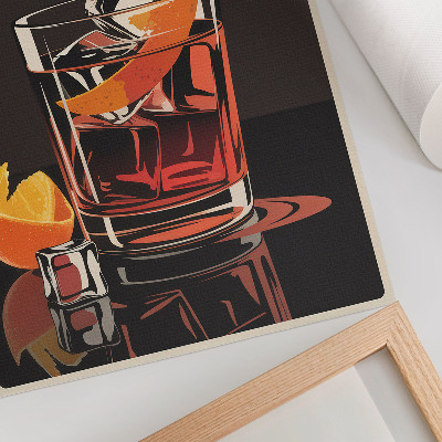Art print Drink with ice and orange peel