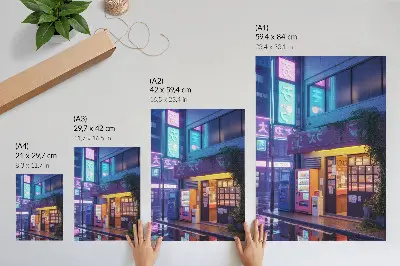 Premium wall art neon rain with atmospheric colorful lights