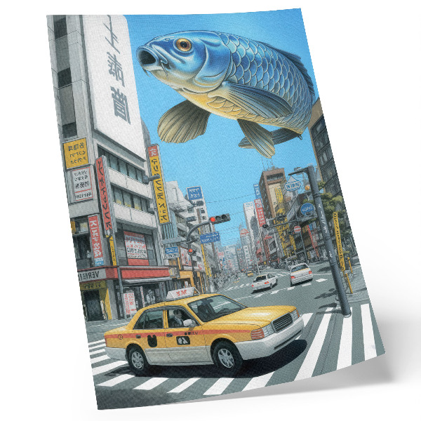 Decorative poster Urban surrealism fish modern street