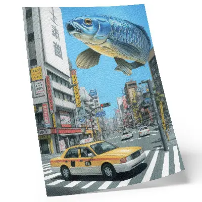 Urban surrealism fish decorative poster modern street art design
