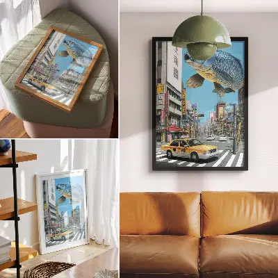 Urban surrealism fish decorative poster modern street art design