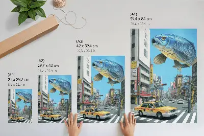 Urban surrealism fish decorative poster modern street art design