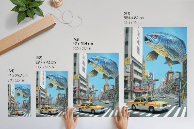 Decorative poster Urban surrealism fish modern street