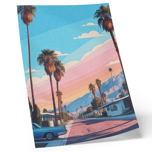 Premium wall art Colorful palm trees and a modern, peaceful street