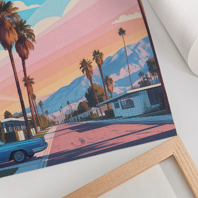 Premium wall art Colorful palm trees and a modern, peaceful street