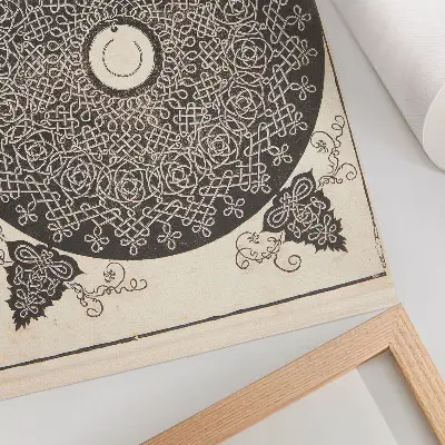 Albrecht Dürer wall art with white medallion knob design