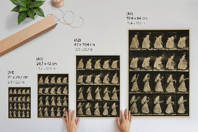 Decorative poster Woman Lifting a Basket, Waving a Handkerchief (ca. 1887), by Eadweard Muybridge