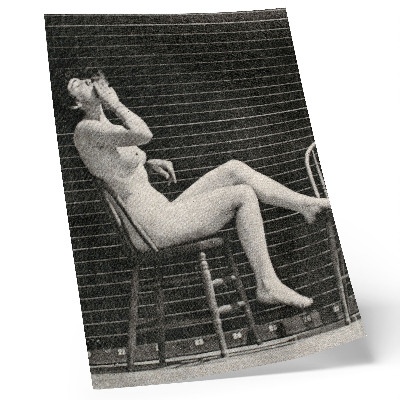 Art print Woman sitting naked in a chair smoking a cigarette, Eadweard Muybridge
