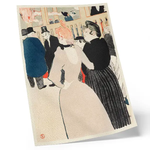 At the Moulin Rouge, La Goulue and Her Sister (1892) by Henri de Toulouse-Lautrec decorative poster high-resolution print