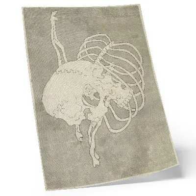 Premium wall art Hokusai's macabre skull and ribcage painting from the Rijksmuseum