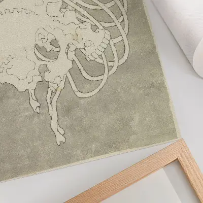 Premium wall art Hokusai's macabre skull and ribcage painting from the Rijksmuseum