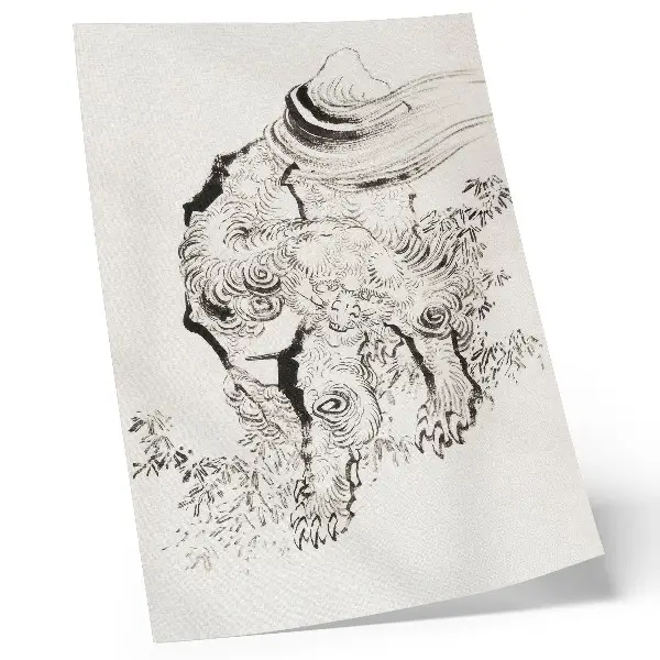 Hokusai's Japanese Tiger decorative poster from the album of sketches 1760-1849