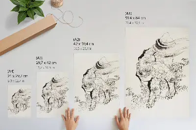 Hokusai's Japanese Tiger decorative poster from the album of sketches 1760-1849