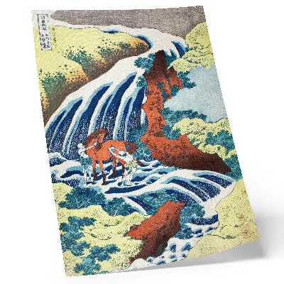Vintage Japanese woodblock print by Hokusai Yoshitsune Falls in Yoshino, Izumi Province (1833–1834) premium wall art