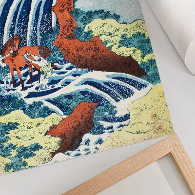 Vintage Japanese woodblock print by Hokusai Yoshitsune Falls in Yoshino, Izumi Province (1833–1834) premium wall art