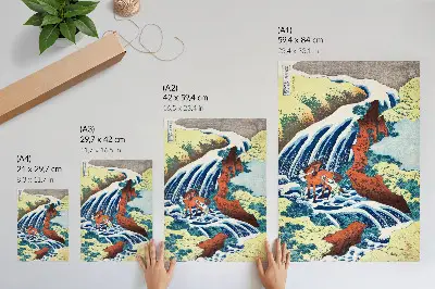 Vintage Japanese woodblock print by Hokusai Yoshitsune Falls in Yoshino, Izumi Province (1833–1834) premium wall art