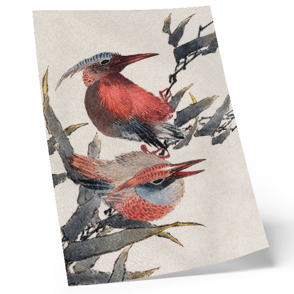 Poster Katsushika Hokusai's Birds from the Album of Sketches (1814), vintage Japanese woodblock prints