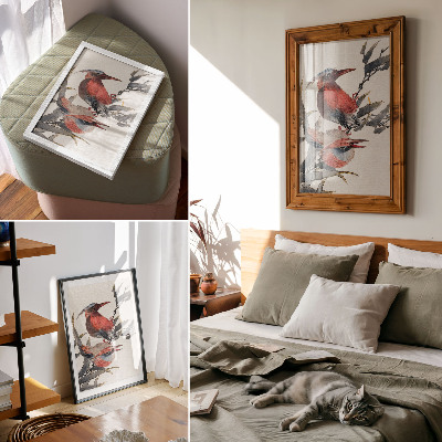 Poster Katsushika Hokusai's Birds from the Album of Sketches (1814), vintage Japanese woodblock prints