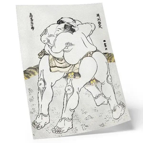 Sumo Wrestlers by Katsushiki Hokusai vintage Japanese woodblock print premium wall art