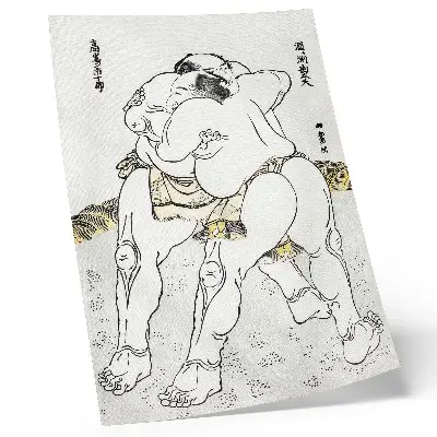 Sumo Wrestlers by Katsushiki Hokusai vintage Japanese woodblock print premium wall art