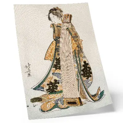 Decorative poster featuring Japanese Hokusai artwork in a vintage ukiyo-e style
