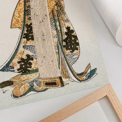 Decorative poster featuring Japanese Hokusai artwork in a vintage ukiyo-e style