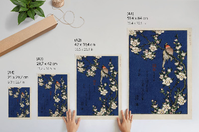 Decorative poster Katsushika Hokusai (1760-1849), Robin on a Cherry Blossom Branch