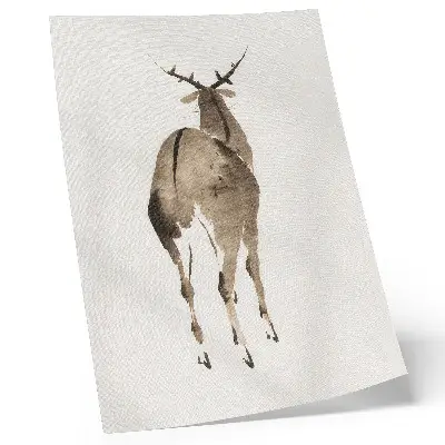 Poster vintage illustration of Katsushika Hokusai's Deer from 1904