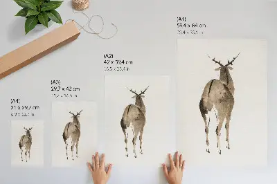 Poster vintage illustration of Katsushika Hokusai's Deer from 1904