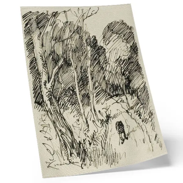 Forest Landscape with a Vagabond by Théophile-Alexandre Pierre Steinlen art poster