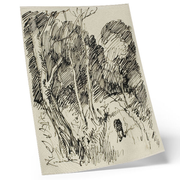 Poster Forest Landscape with a Vagabond by Théophile-Alexandre Pierre Steinlen